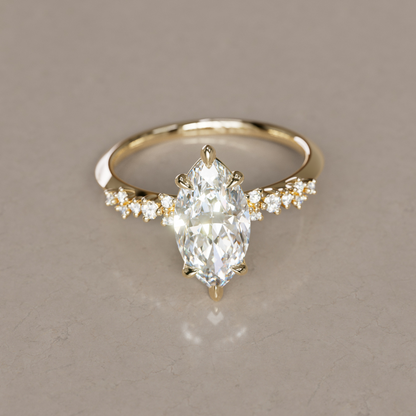 Marquise Shaped Three Stone Lab Grown Diamond Engagement Ring