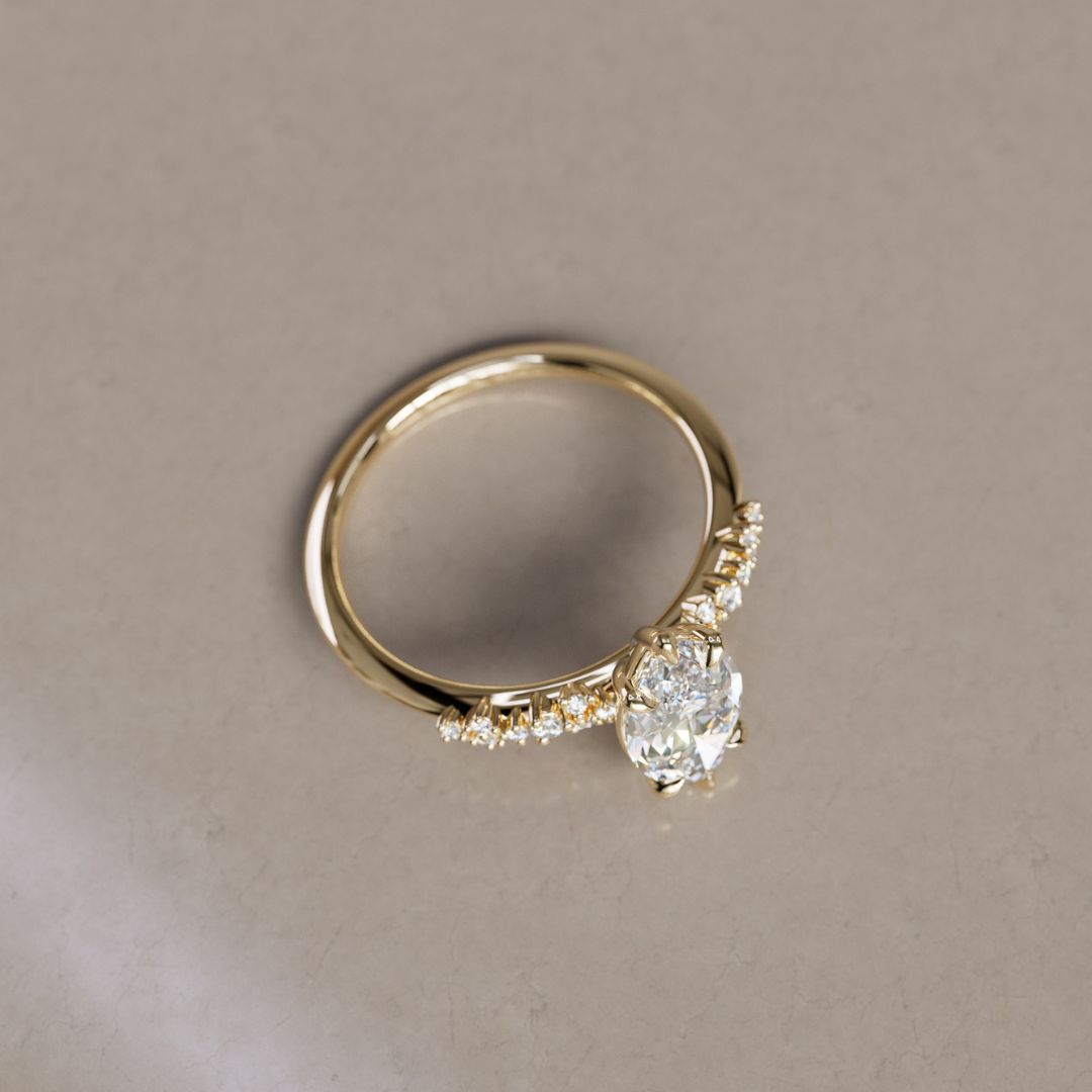 Marquise Shaped Three Stone Lab Grown Diamond Engagement Ring