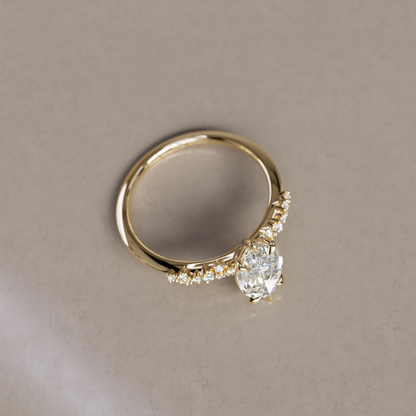 Marquise Shaped Three Stone Lab Grown Diamond Engagement Ring