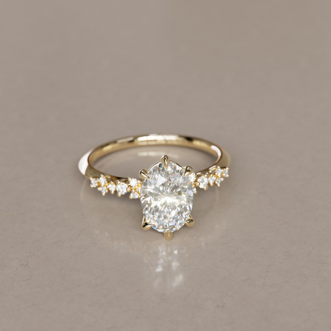 Marquise Shaped Three Stone Lab Grown Diamond Engagement Ring