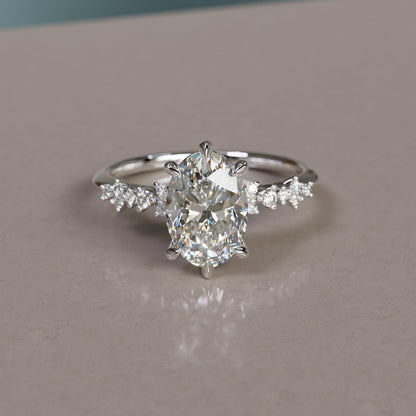 Marquise Shaped Three Stone Lab Grown Diamond Engagement Ring