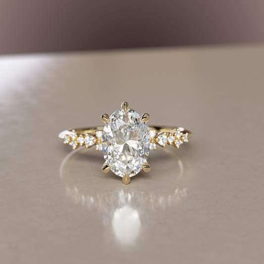 Marquise Shaped Three Stone Lab Grown Diamond Engagement Ring