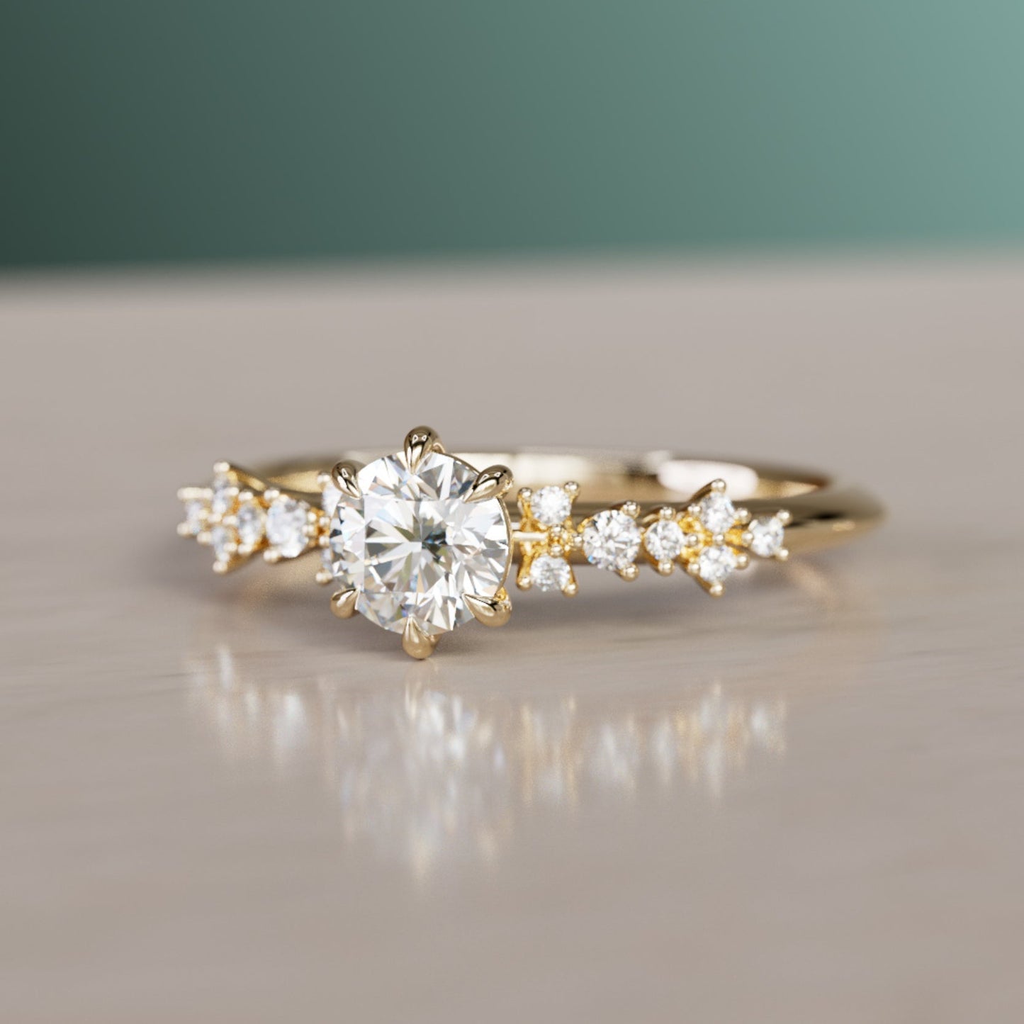 Marquise Shaped Three Stone Lab Grown Diamond Engagement Ring