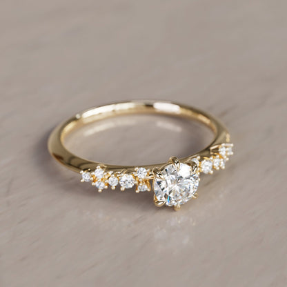 Marquise Shaped Three Stone Lab Grown Diamond Engagement Ring