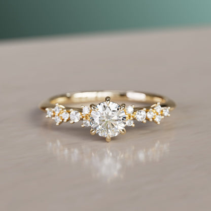 Marquise Shaped Three Stone Lab Grown Diamond Engagement Ring