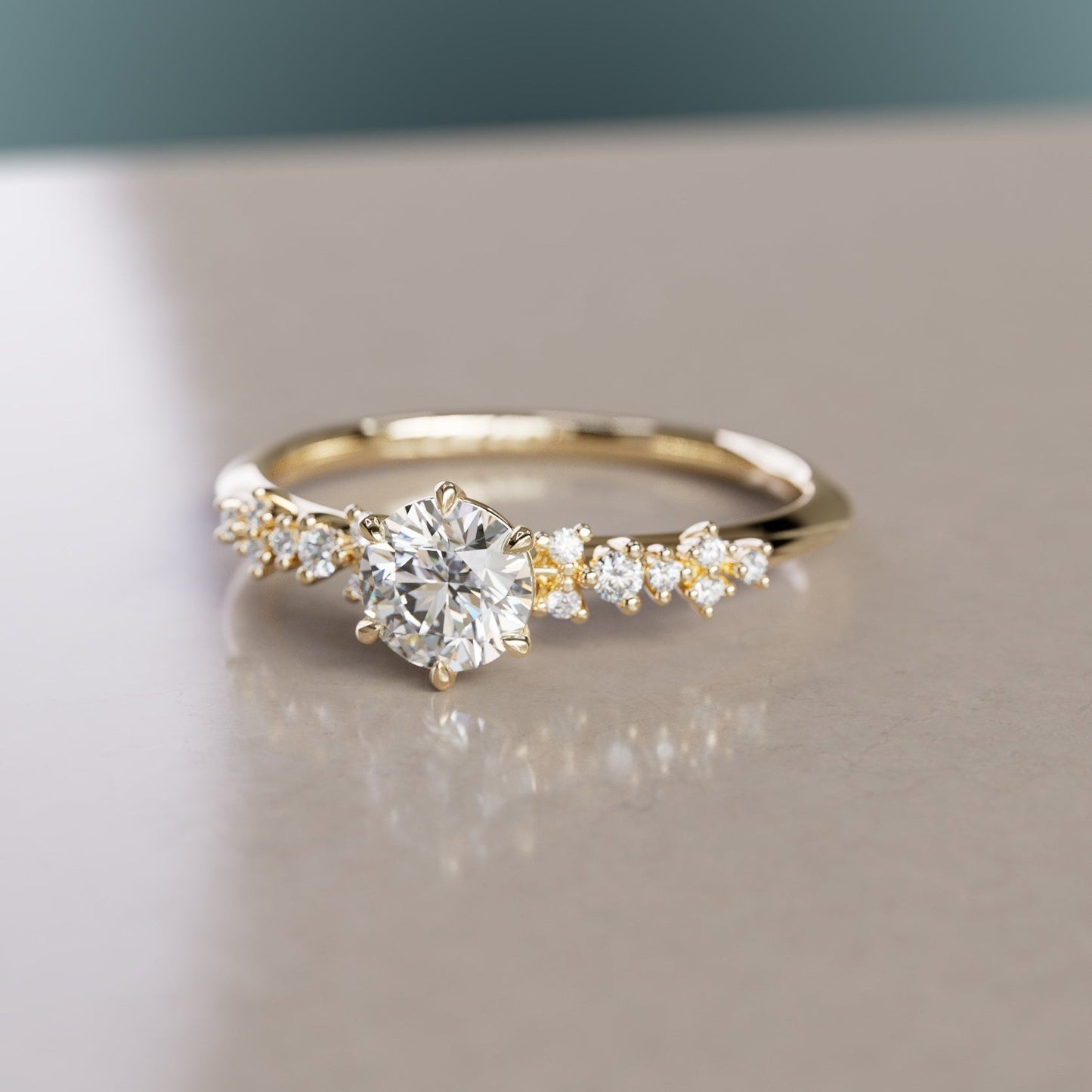 Marquise Shaped Three Stone Lab Grown Diamond Engagement Ring