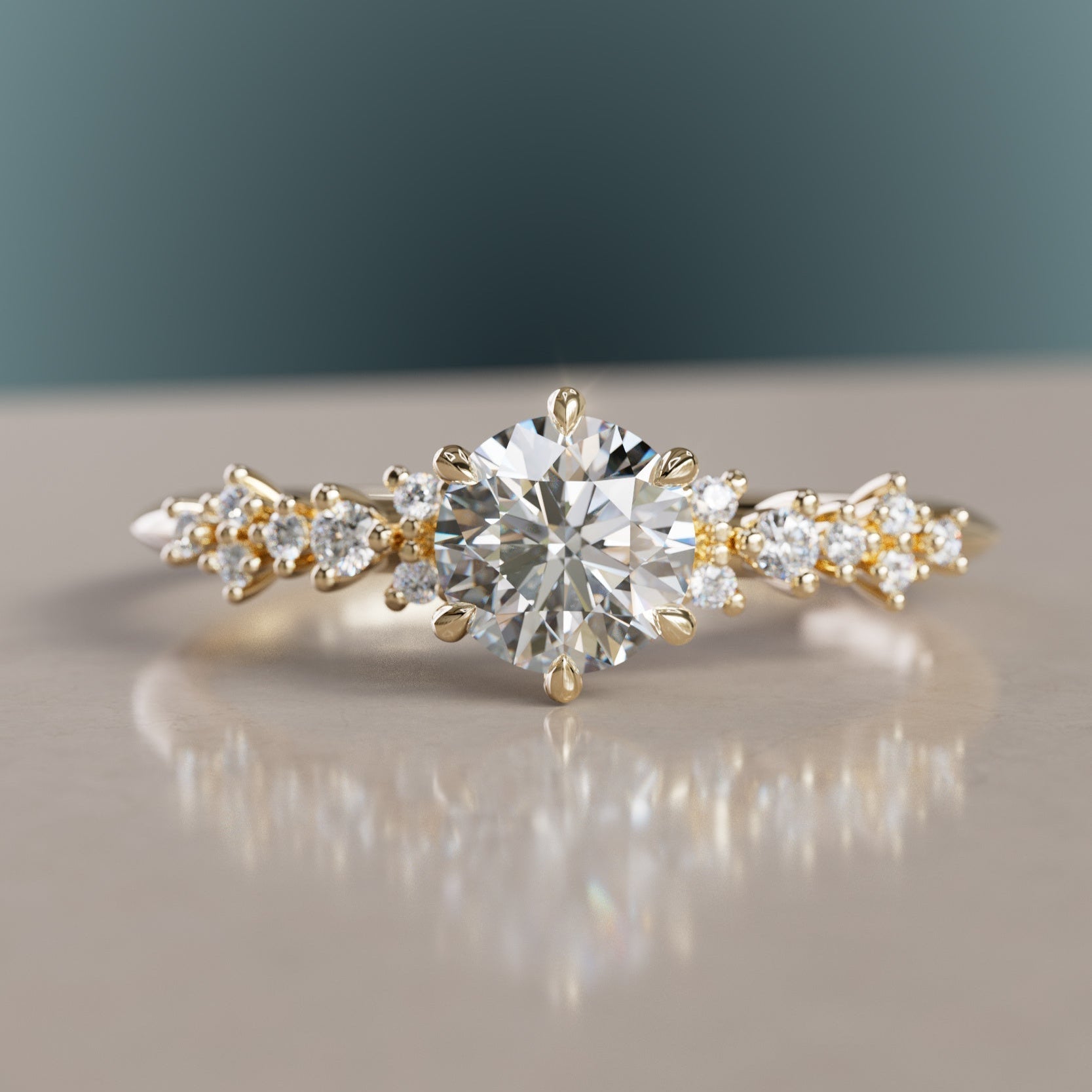 Marquise Shaped Three Stone Lab Grown Diamond Engagement Ring
