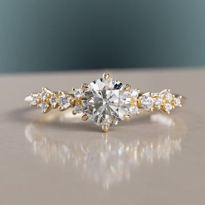 Marquise Shaped Three Stone Lab Grown Diamond Engagement Ring