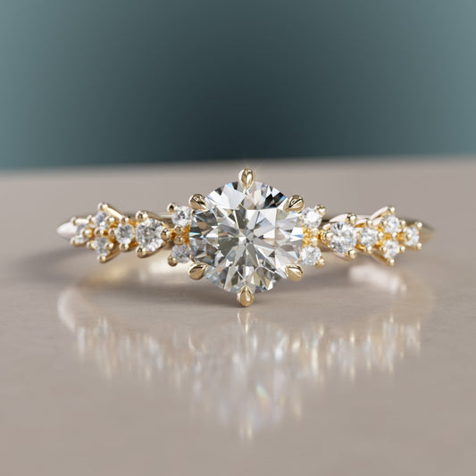 Marquise Shaped Three Stone Lab Grown Diamond Engagement Ring