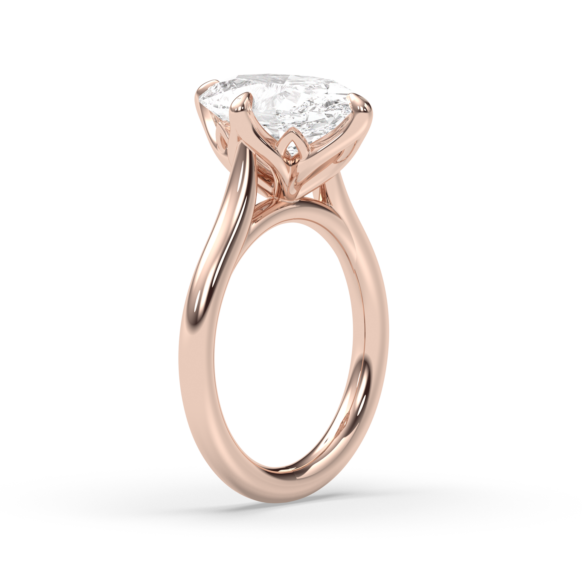 Marquise Shaped Three Stone Lab Grown Diamond Engagement Ring