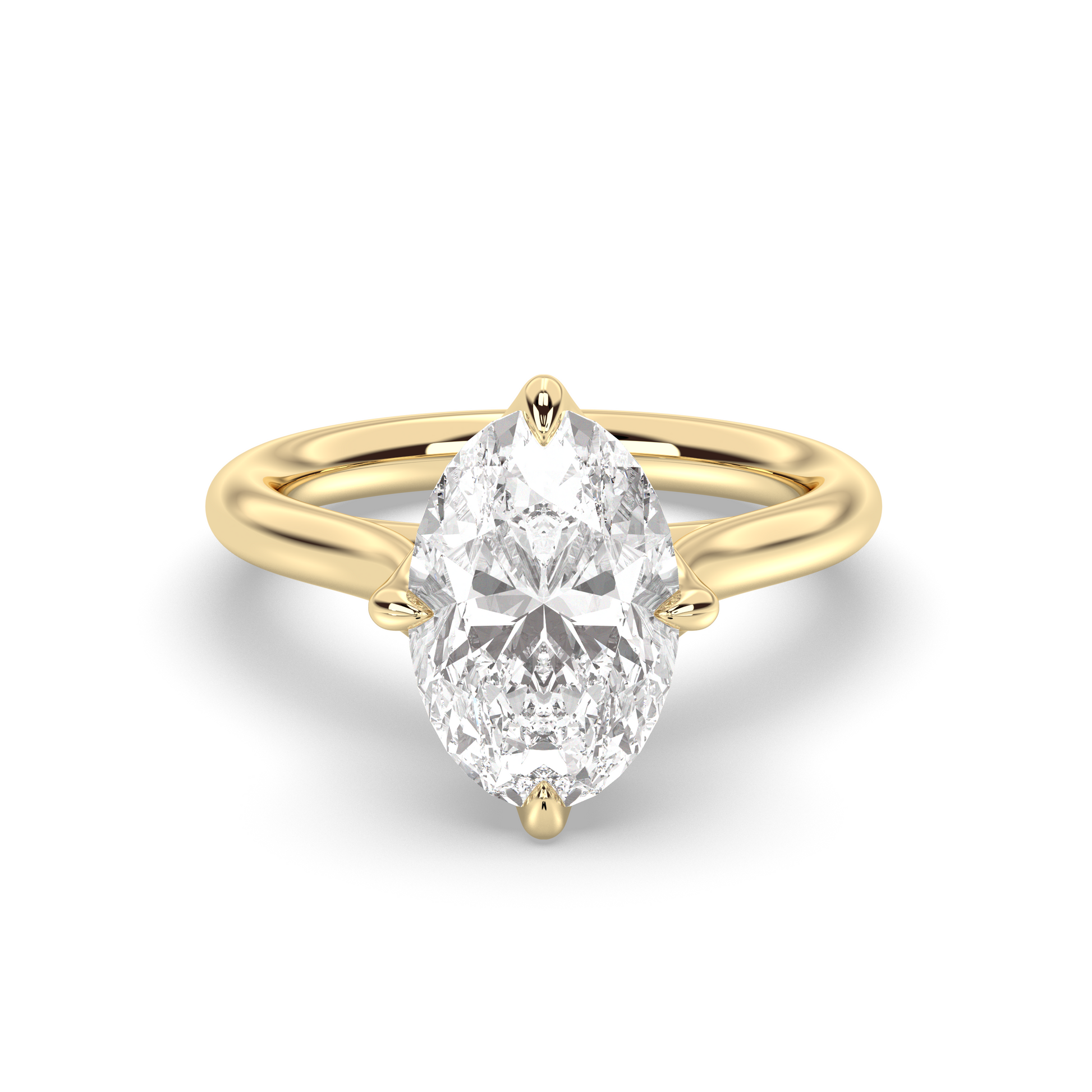 Marquise Shaped Three Stone Lab Grown Diamond Engagement Ring