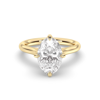 Marquise Shaped Three Stone Lab Grown Diamond Engagement Ring