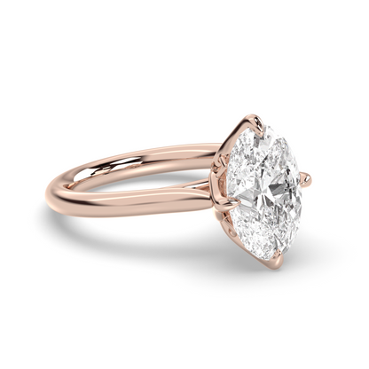 Marquise Shaped Three Stone Lab Grown Diamond Engagement Ring