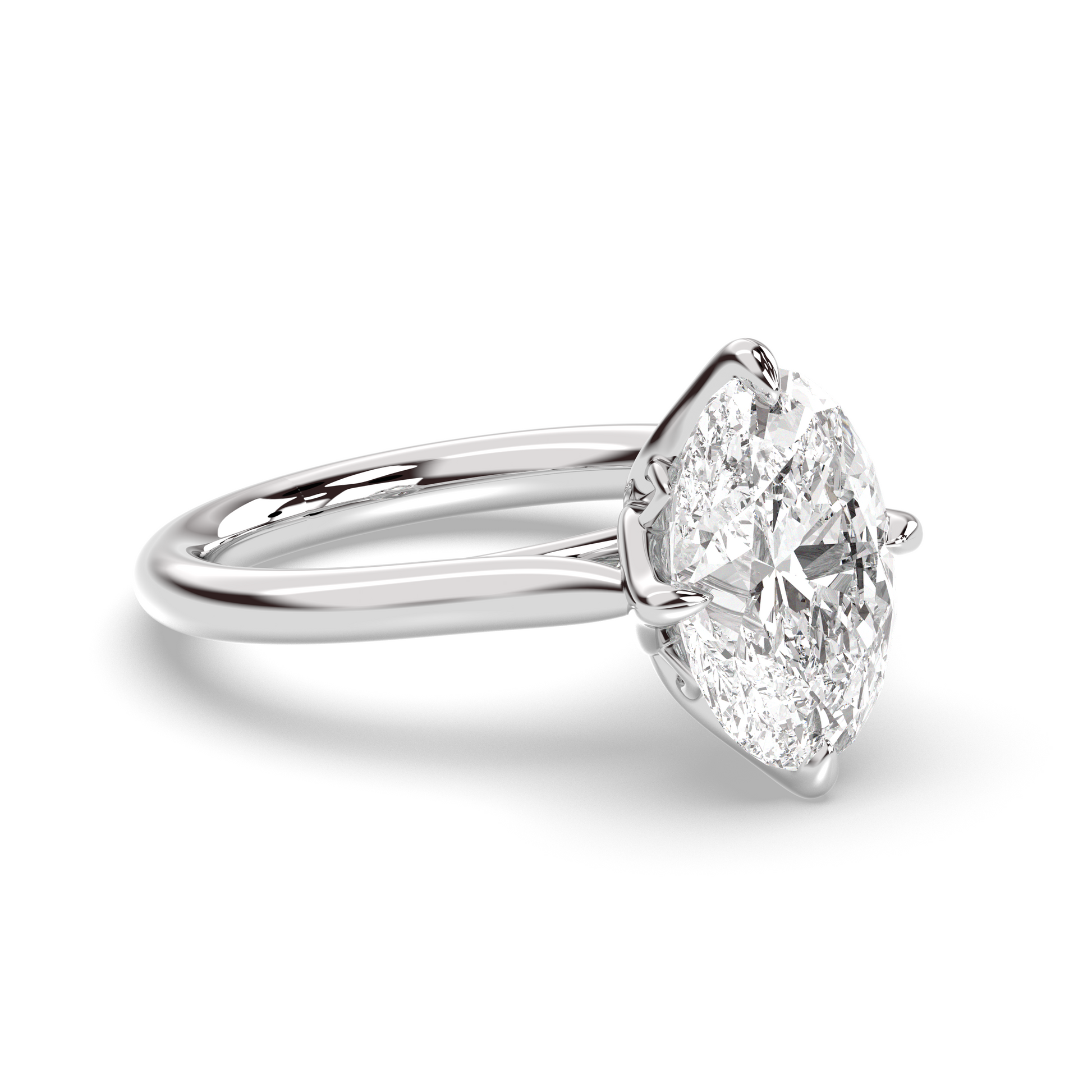 Marquise Shaped Three Stone Lab Grown Diamond Engagement Ring