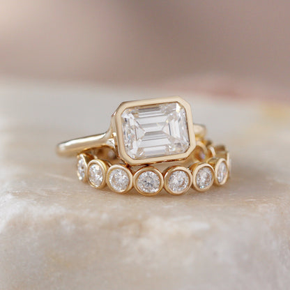 2.9 Carats Emerald Pave Styled Moissanite Engagement Ring