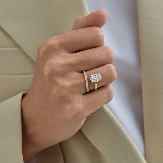 Timeless 1.2 CT Oval Cut Swirl Open End Pave Styled Moissanite Diamond Engagement Ring