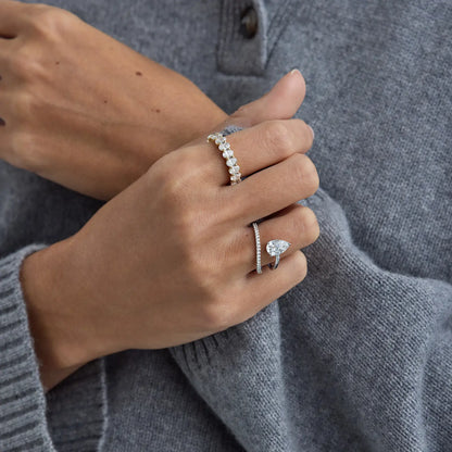 Timeless 1.2 CT Pear Cut Swirl Pave Unique Styled Moissanite Diamond Engagement Ring