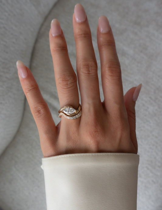 1 CT Marquise Cut Solitaire Moissanite Ring With Wrap Bold Pave Band