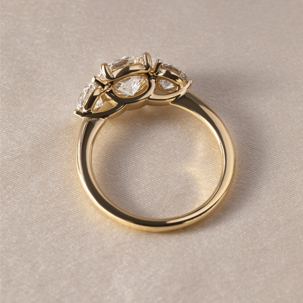 Marquise Shaped Three Stone Lab Grown Diamond Engagement Ring