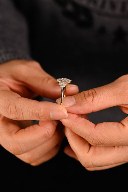 Stunning 1.0 - 2.0 CT Marquise Moissanite Engagement Ring with Cluster Design 2