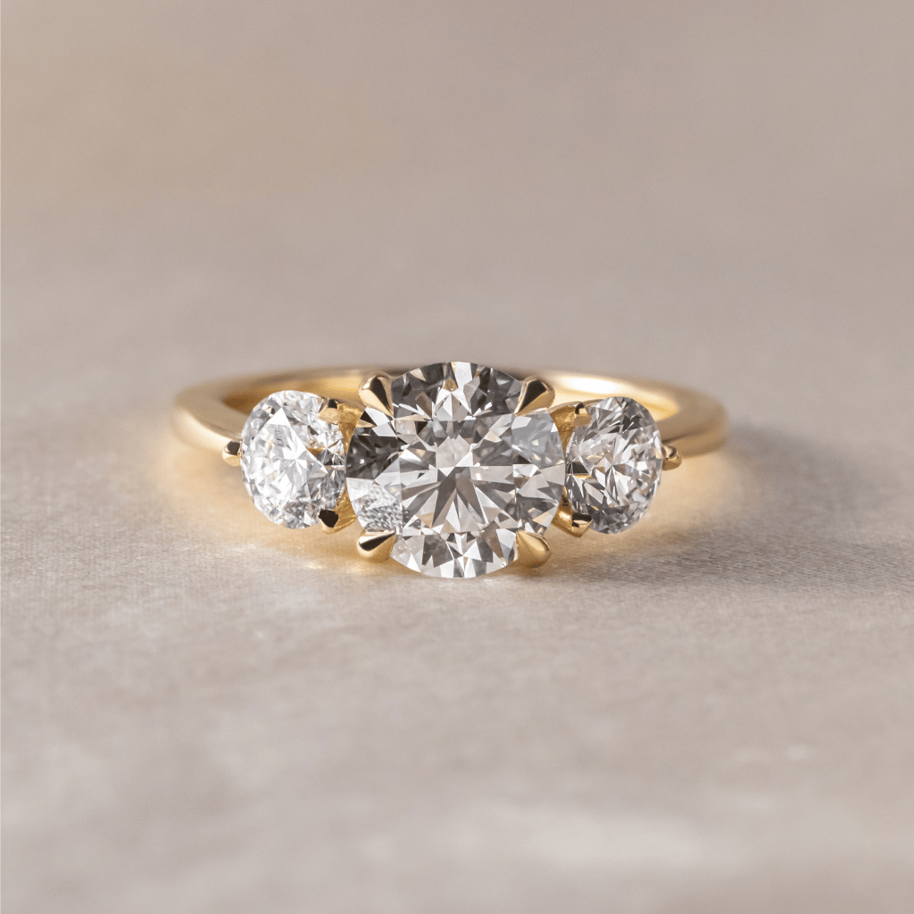 Marquise Shaped Three Stone Lab Grown Diamond Engagement Ring
