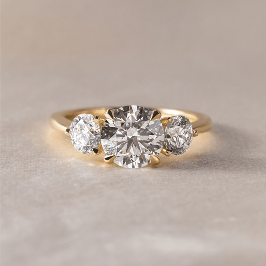 Marquise Shaped Three Stone Lab Grown Diamond Engagement Ring