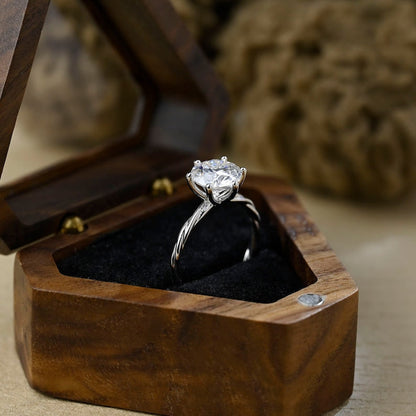 Stunning 1.0 CT Round Moissanite Engagement Ring with Twisted Shank in Solitaire Design 3