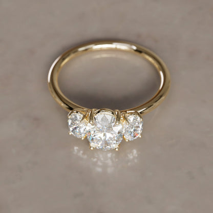 Marquise Shaped Three Stone Lab Grown Diamond Engagement Ring