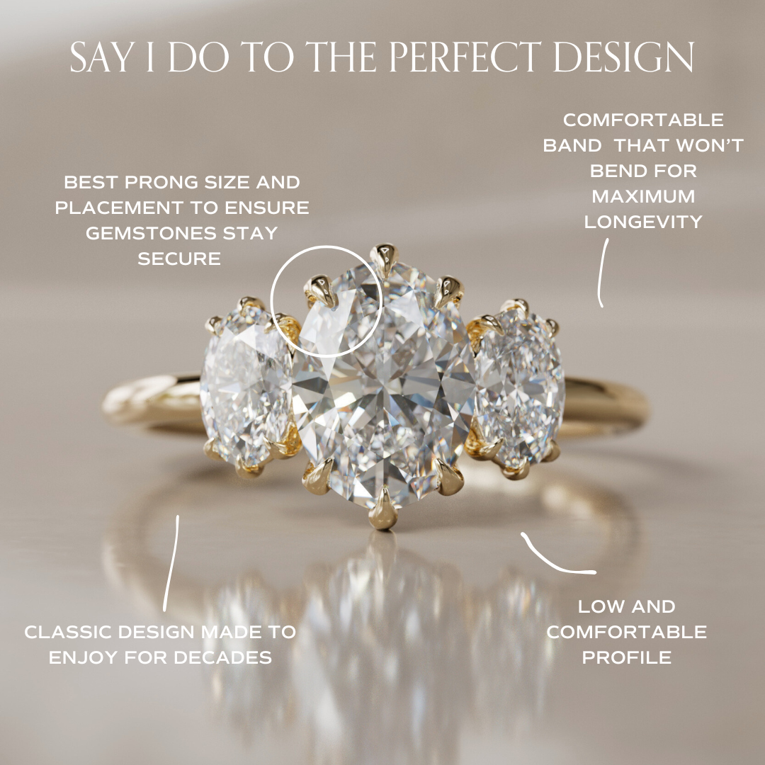 Marquise Shaped Three Stone Lab Grown Diamond Engagement Ring