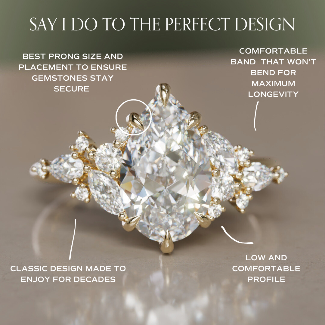 Marquise Shaped Three Stone Lab Grown Diamond Engagement Ring