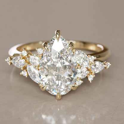 Marquise Shaped Three Stone Lab Grown Diamond Engagement Ring