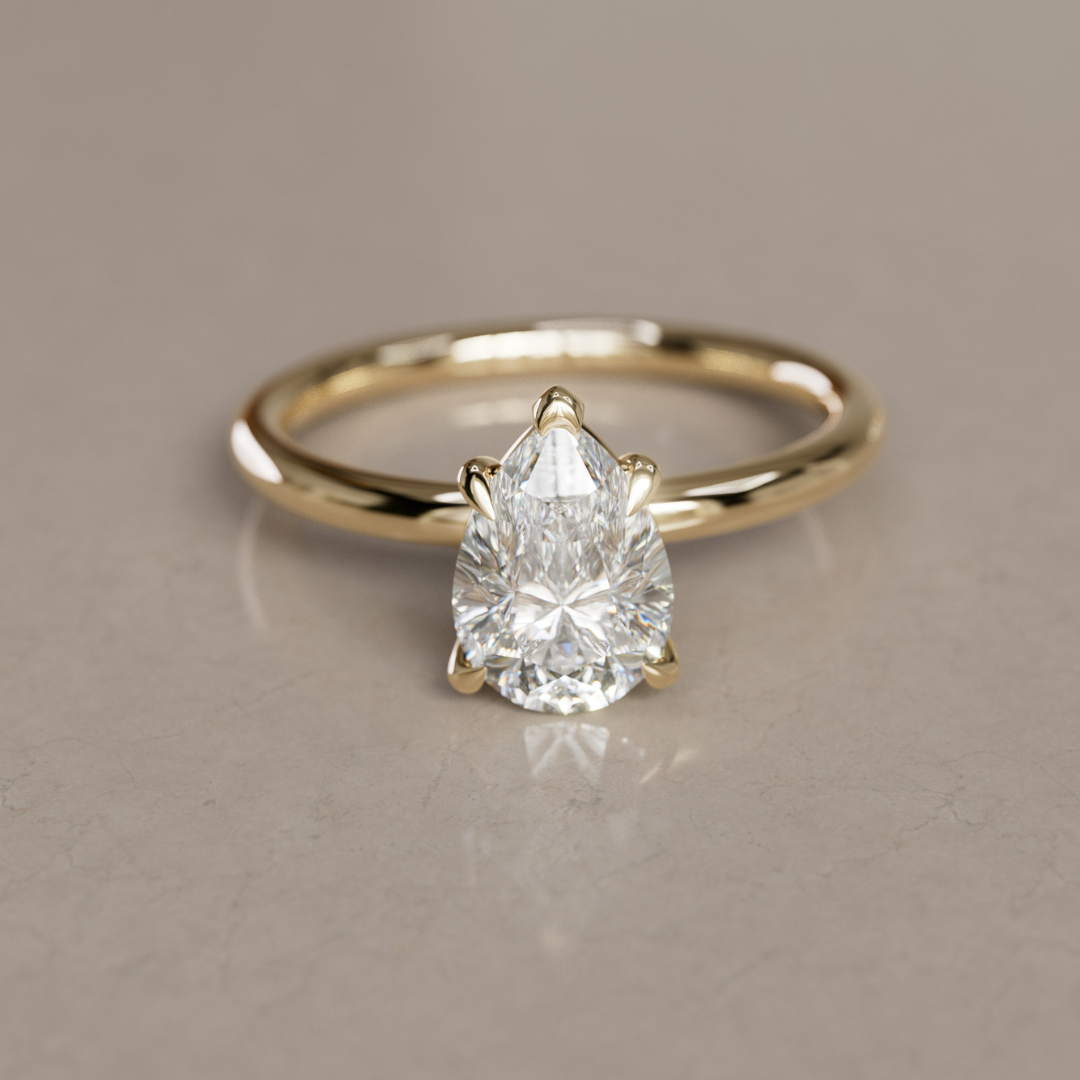 Marquise Shaped Three Stone Lab Grown Diamond Engagement Ring