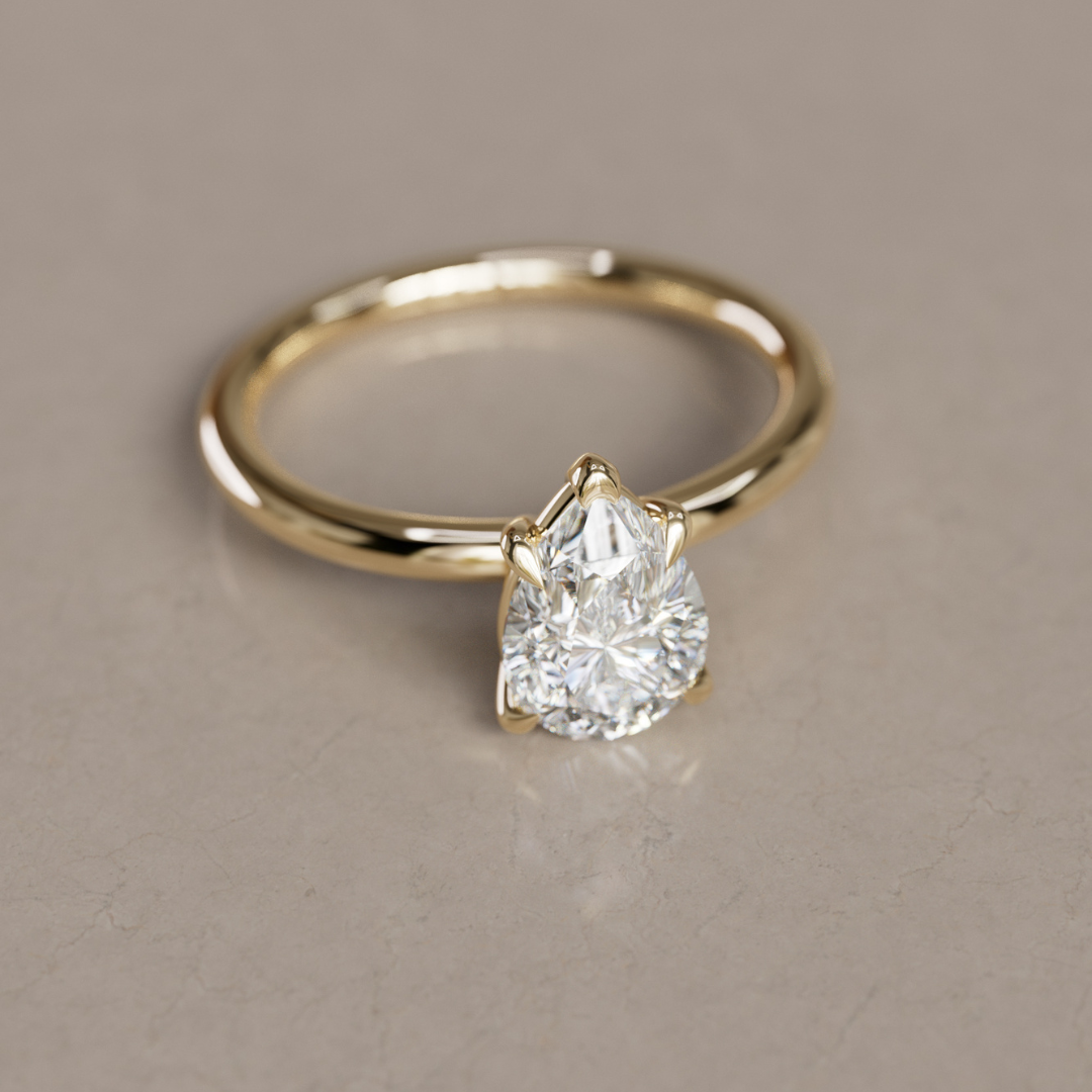 Marquise Shaped Three Stone Lab Grown Diamond Engagement Ring