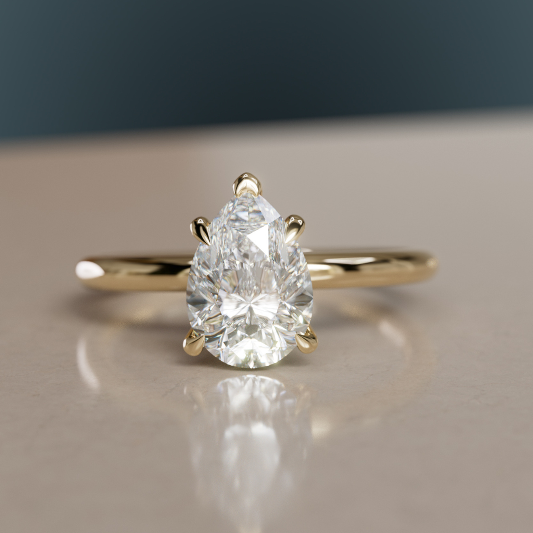 Marquise Shaped Three Stone Lab Grown Diamond Engagement Ring