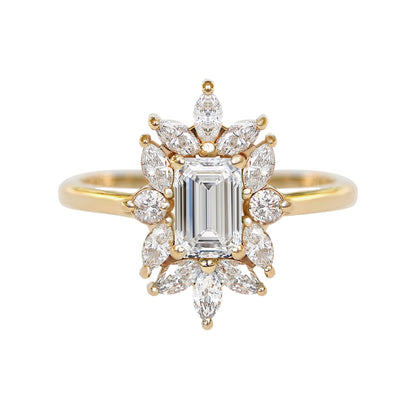 2.9 Carats Emerald Pave Styled Moissanite Engagement Ring