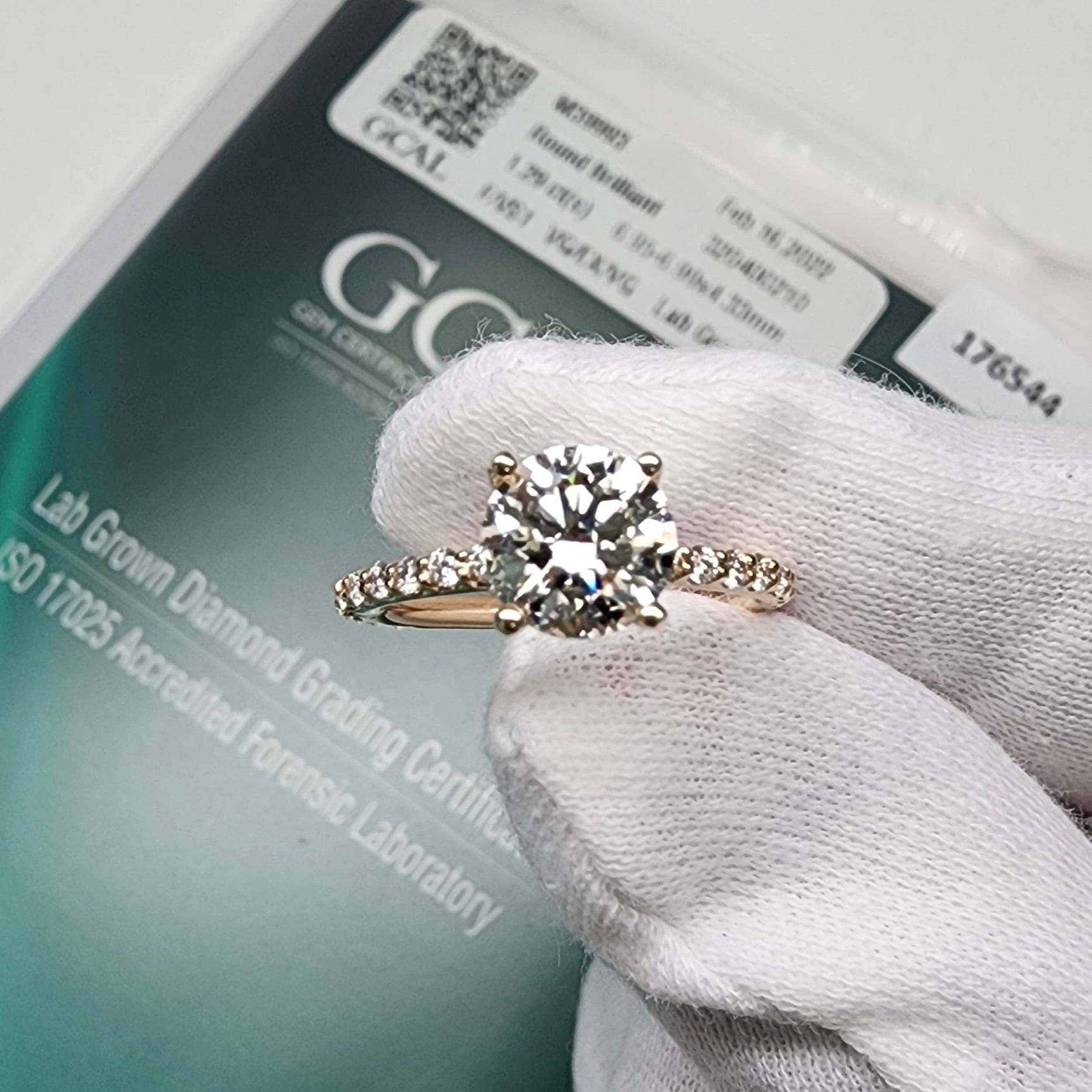 Marquise Shaped Three Stone Lab Grown Diamond Engagement Ring