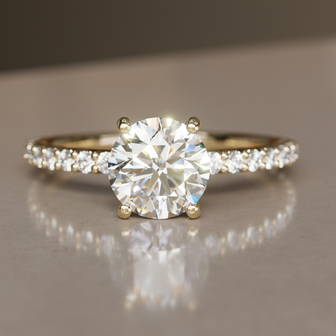 Marquise Shaped Three Stone Lab Grown Diamond Engagement Ring