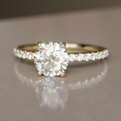 Marquise Shaped Three Stone Lab Grown Diamond Engagement Ring