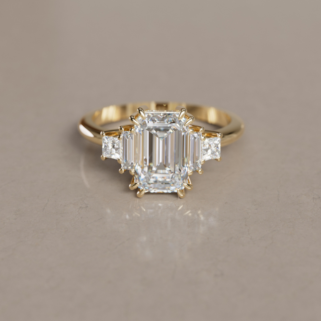Marquise Shaped Three Stone Lab Grown Diamond Engagement Ring