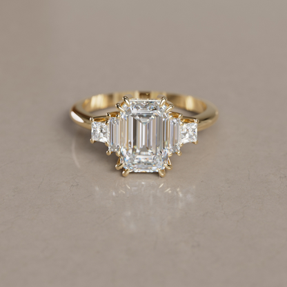 Marquise Shaped Three Stone Lab Grown Diamond Engagement Ring