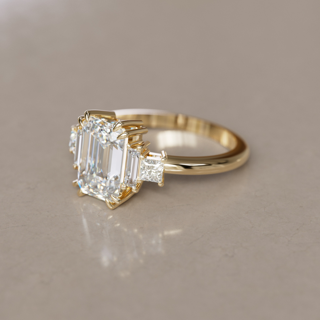 Marquise Shaped Three Stone Lab Grown Diamond Engagement Ring
