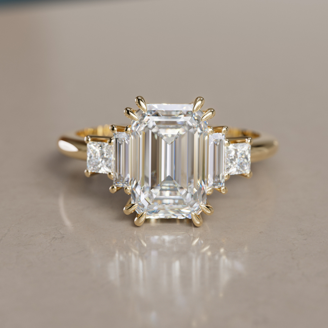 Marquise Shaped Three Stone Lab Grown Diamond Engagement Ring