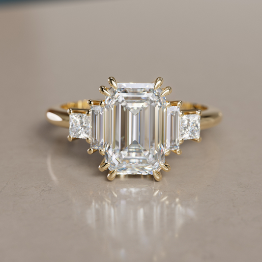 Marquise Shaped Three Stone Lab Grown Diamond Engagement Ring