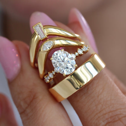 2.9 Carats Emerald Pave Styled Moissanite Engagement Ring