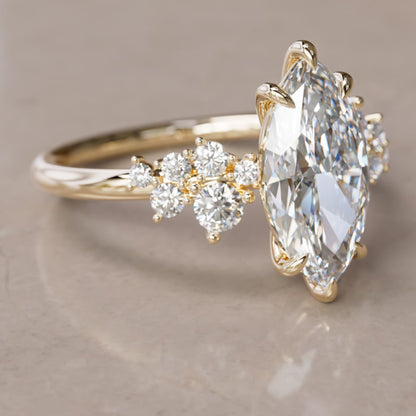 Marquise Shaped Three Stone Lab Grown Diamond Engagement Ring