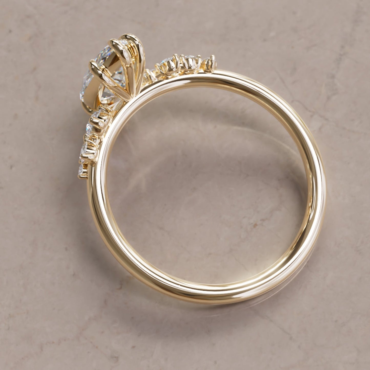 Marquise Shaped Three Stone Lab Grown Diamond Engagement Ring