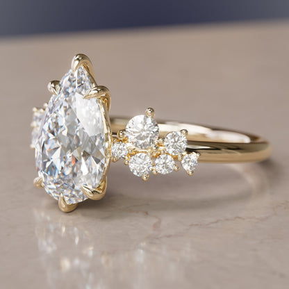 Marquise Shaped Three Stone Lab Grown Diamond Engagement Ring