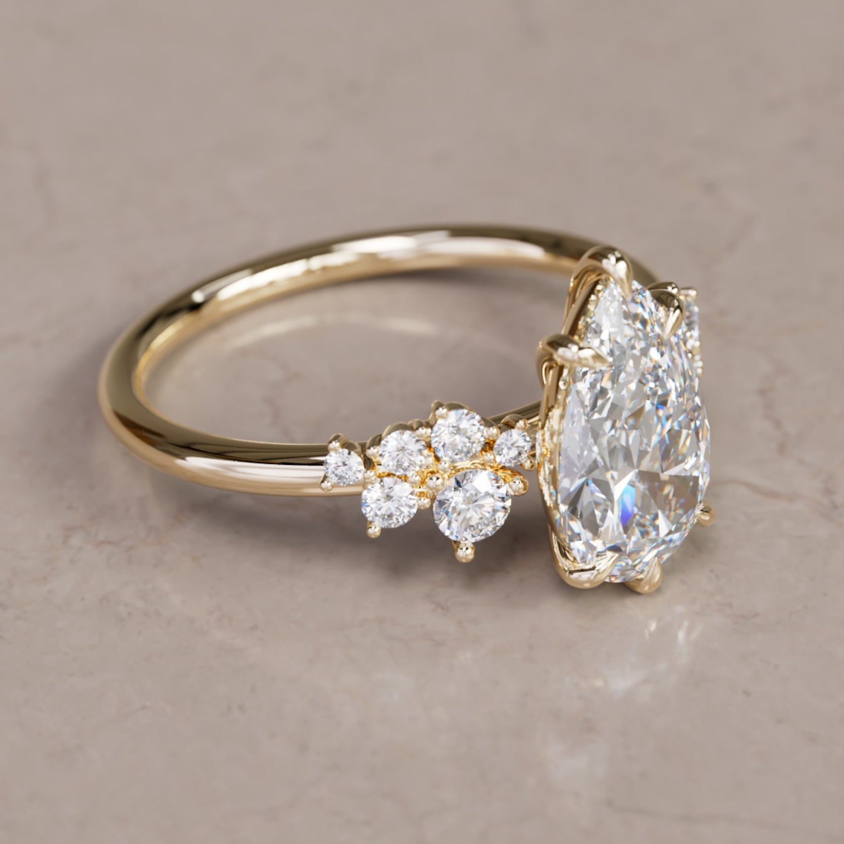 Marquise Shaped Three Stone Lab Grown Diamond Engagement Ring