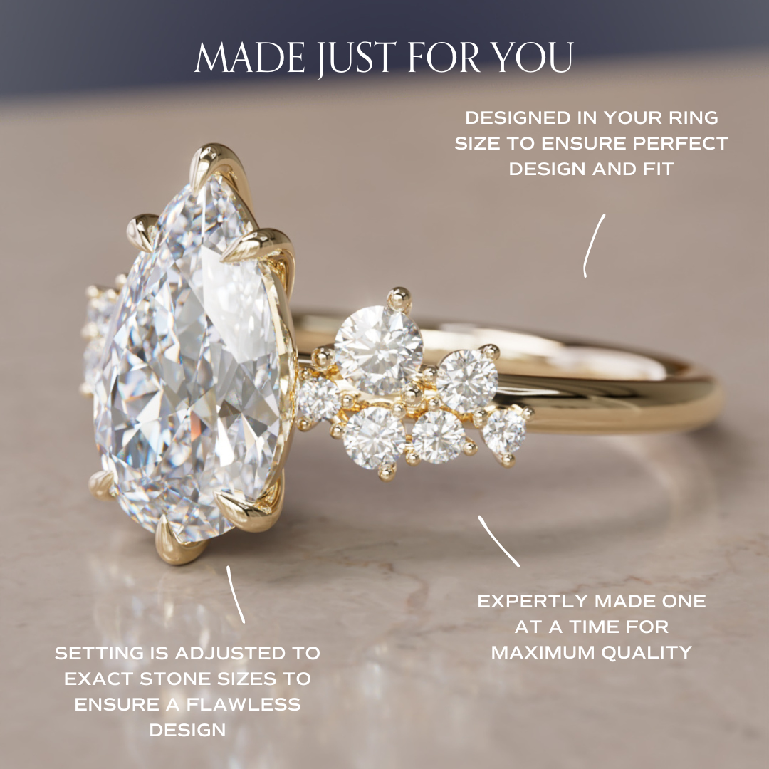 Marquise Shaped Three Stone Lab Grown Diamond Engagement Ring