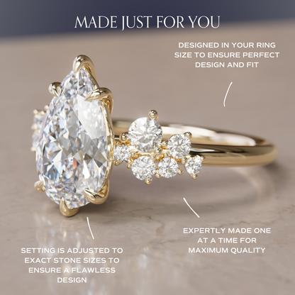Marquise Shaped Three Stone Lab Grown Diamond Engagement Ring